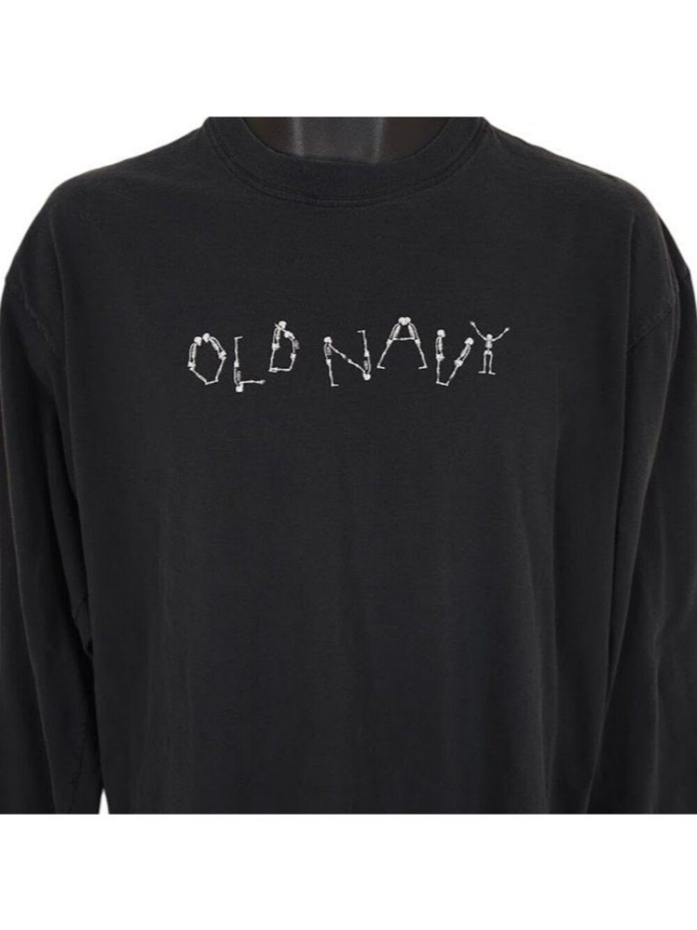 Vintage Old Navy Skeletons T Shirt Mens Size Medium Black 90s Y2K OVERSIZED Fit